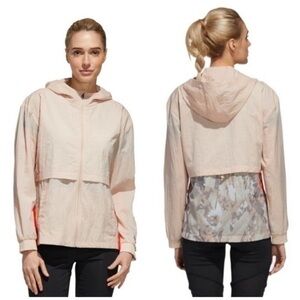 Adidas X Zoe Saldana Ash Pearl‎ Hooded Windbreaker Jacket Running XS